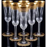 St. Louis Thistle Gold 6 champagne flutes,
