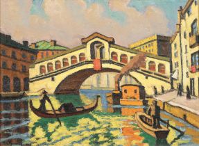 Unbekannter Monogrammist Die Rialtobrücke in Venedig um 1920,