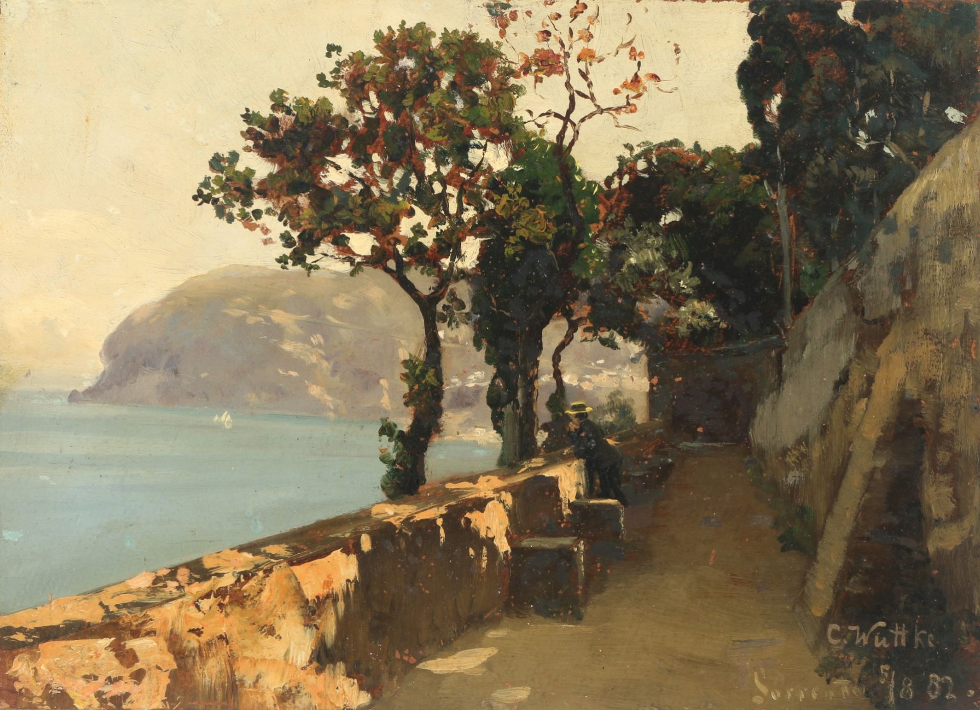 Carl WUTTKE (1849-1927) Küstenweg in Sorrento bei Neapel 1882,