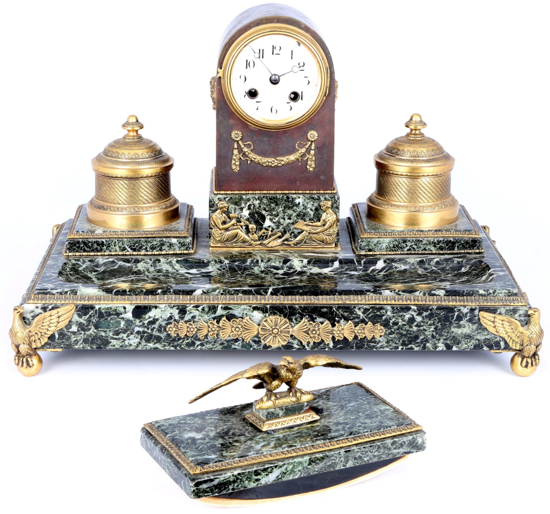 Desk set with pendulum, France, 19th century,