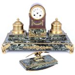 Schreibtischgarnitur mit Pendule, Frankreich 19. Jahrhundert,