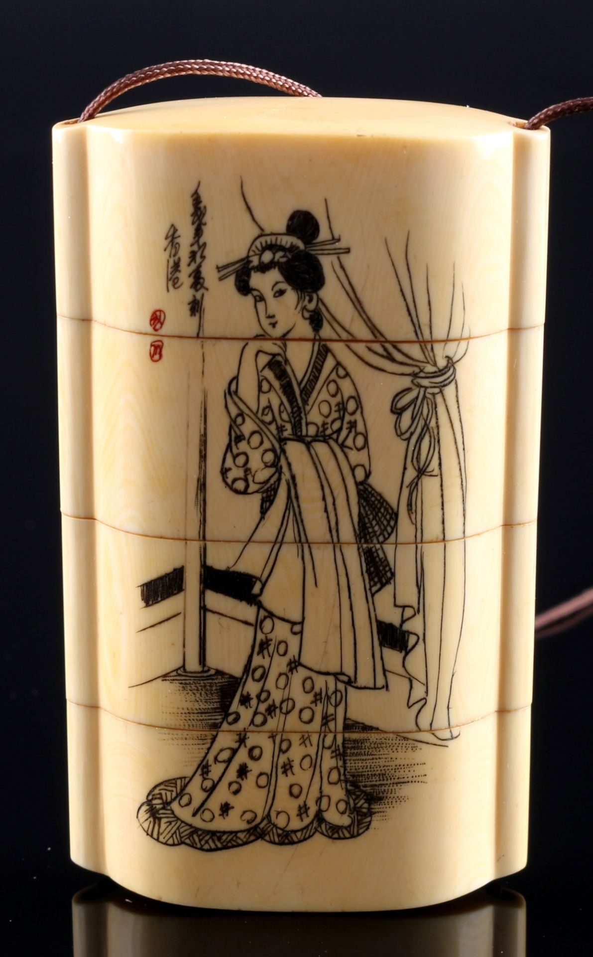 Japan frühes 20. Jahrhundert, Elfenbein Inro, Meiji-Zeit, - Bild 5 aus 5