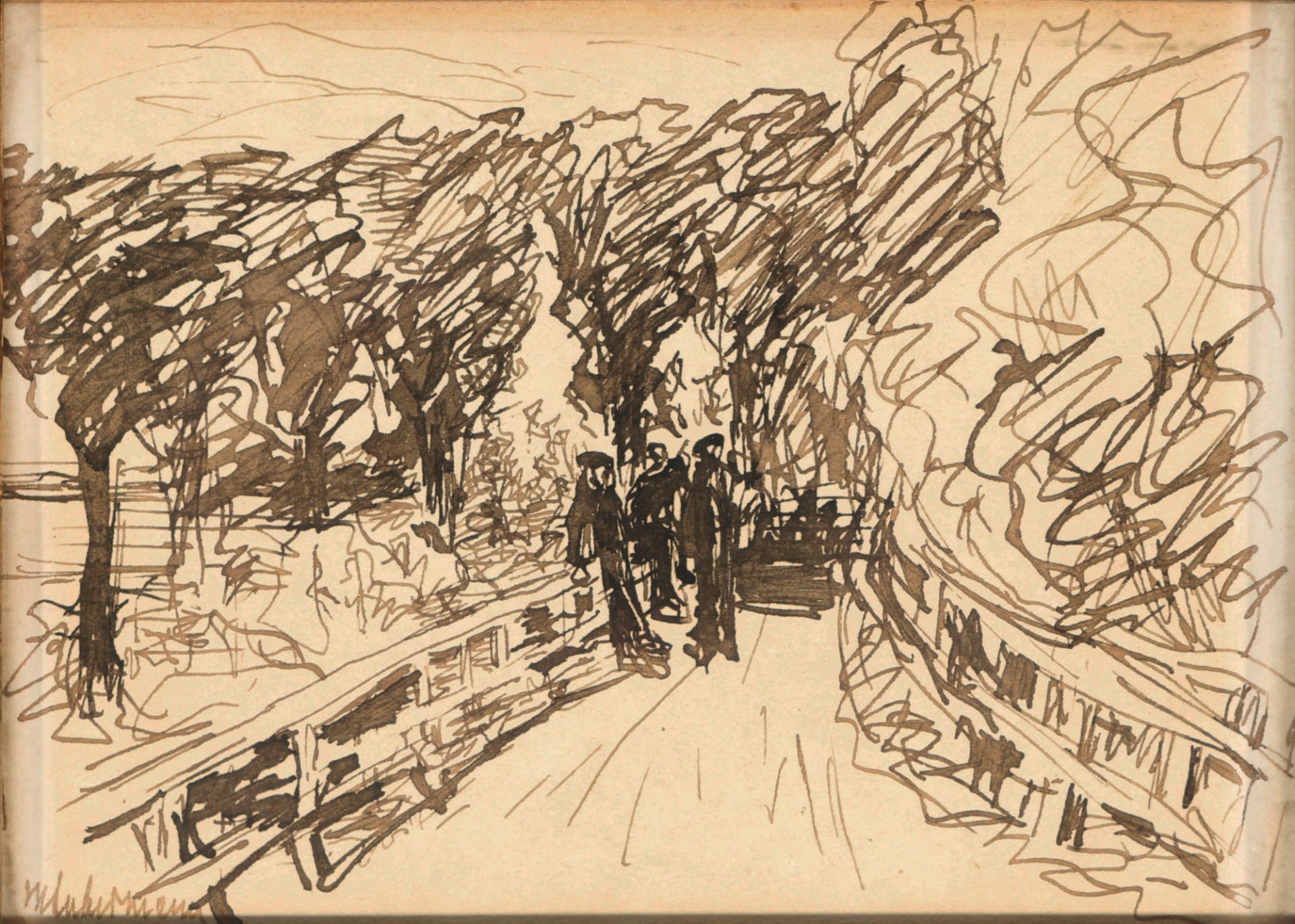 Max LIEBERMANN (1847-1935) People standing at the side of the path,