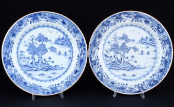 China blau-weiß 2 Teller Qing Dynastie,