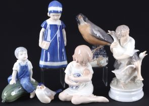 Royal Copenhagen 6 Figuren - Kinder und Vögel,