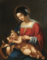 Unbekannter Maler des 19. Jahrhunderts, Madonna mit Kind und Johannesknabe,