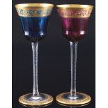 St. Louis Thistle Gold 2 roemer wine glasses - in purple / blue,