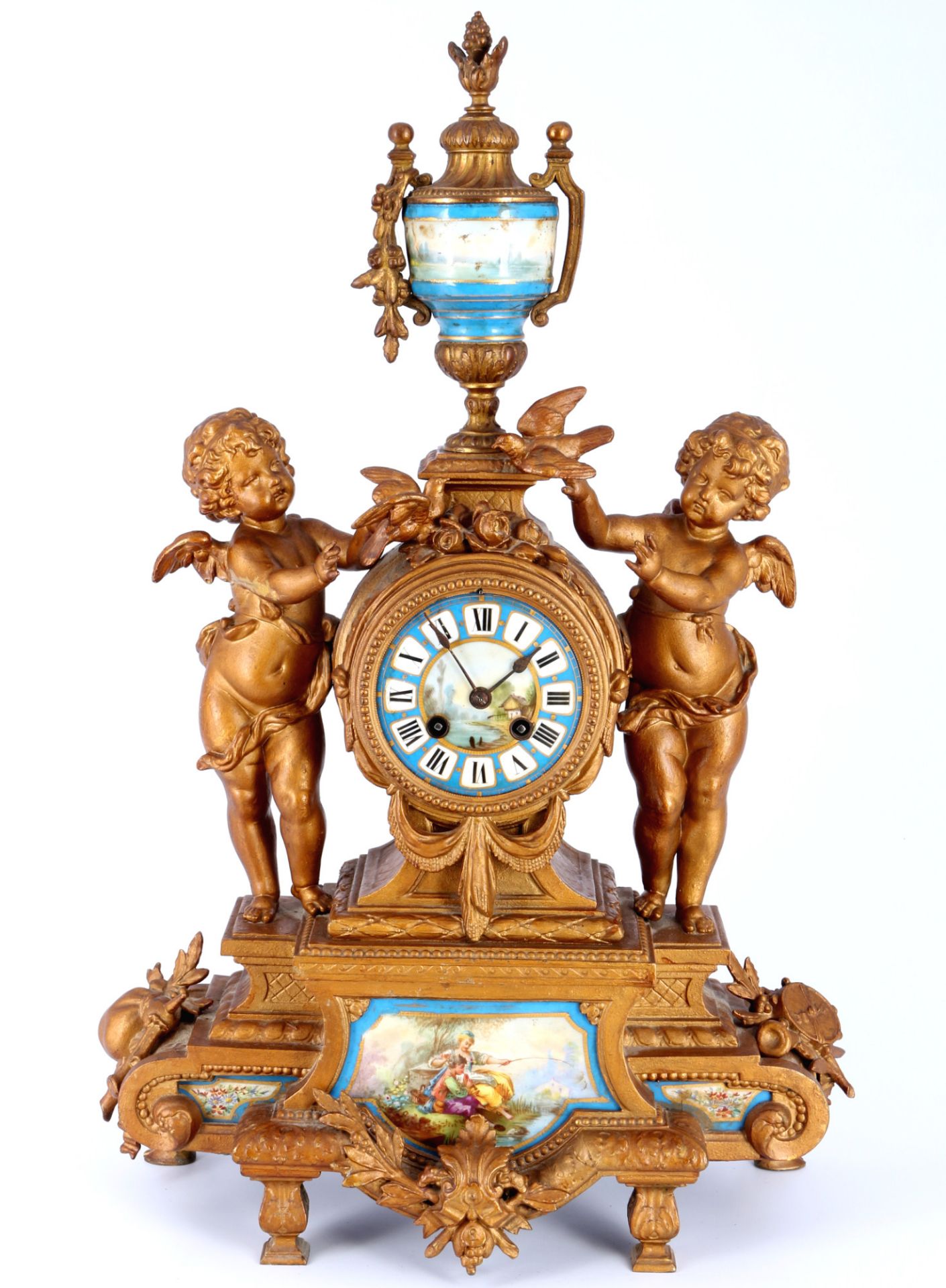 Large figure mantel clock set, France around 1900, - Image 2 of 6