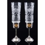 Russia pair of crystal glasses with music stand,