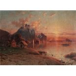 Adelsteen NORMANN (1848-1918) fjord landscape in the sunset,