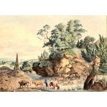 Willem STEUERWALDT (1815-1871) wohl, Hirten mit Vieh am Fluß 1860,