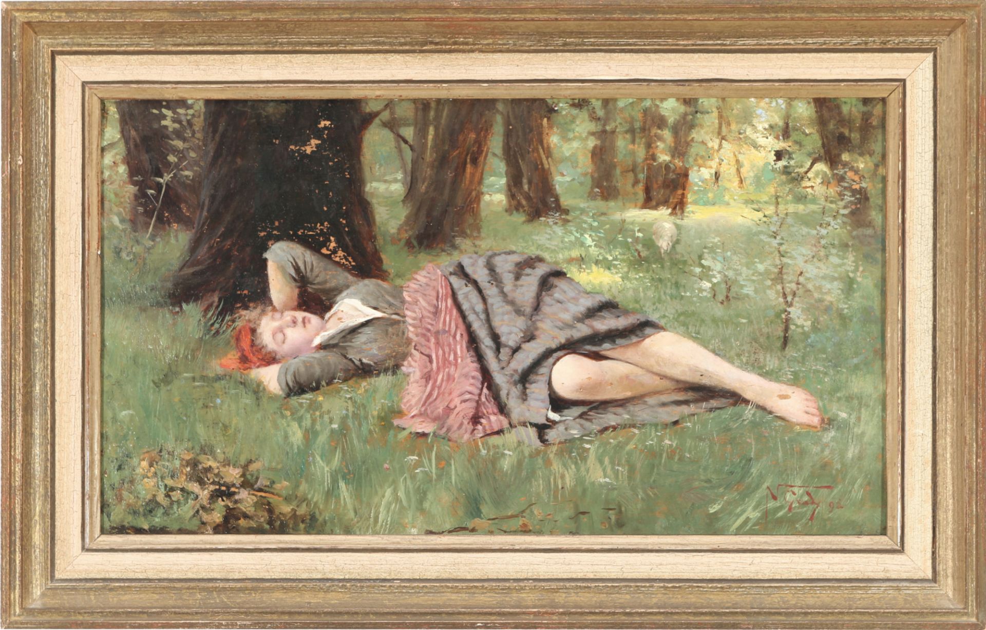 Napoleone Luigi GRADY (1860-1949) Girl sleeping in the forest 1892, - Image 2 of 5