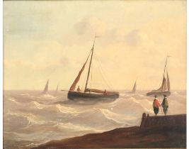 Ferdinand PERROT (1808-1841) raue Seelandschaft mit Segelbooten,