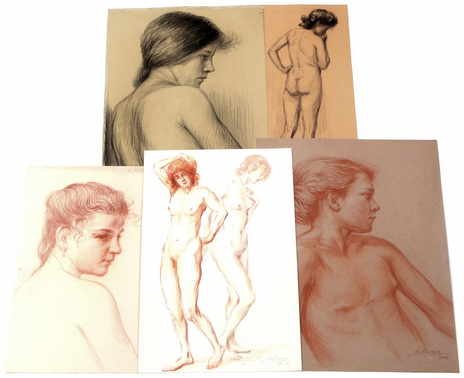 Bruno SCHILBACH (1876-1950) 5 Frauenakte - Zeichnungen
