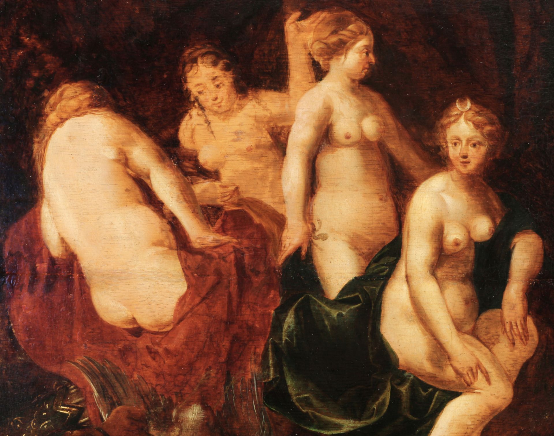 Diana and her nymphs bathing, attributed to Cornelis VAN POELENBURGH (1594/95-1667), - Image 3 of 13