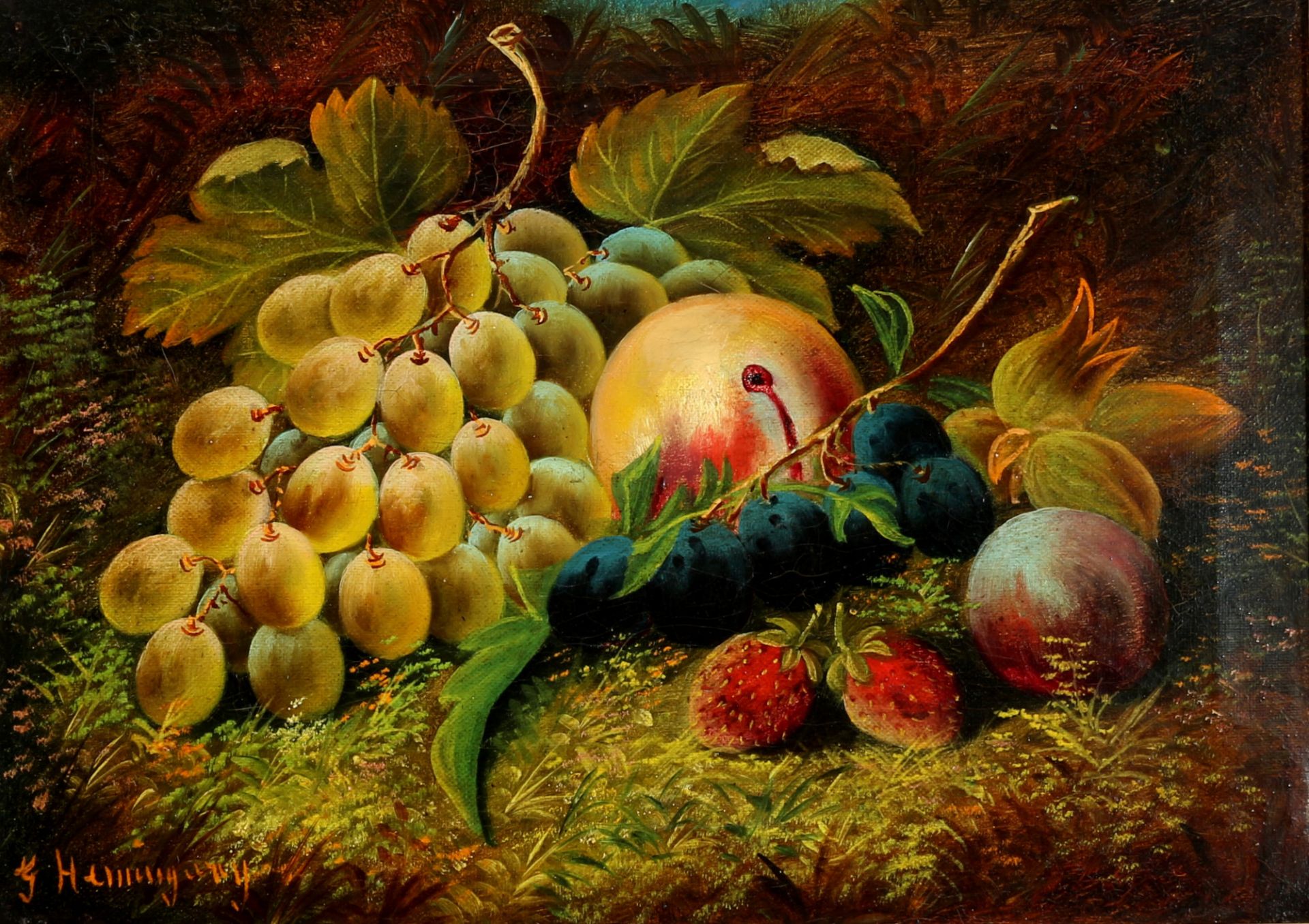 Unknown painter around 1900, pair of fruit still lifes, signed, Paar Früchtestillleben, - Image 5 of 8
