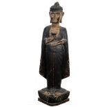 China großer stehender Buddha mit Lotusblüte H 104 cm, large standing Buddha with lotus flower,