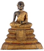 Große Buddha Figur aus Bronze, Thailand 19. Jahrhundert,