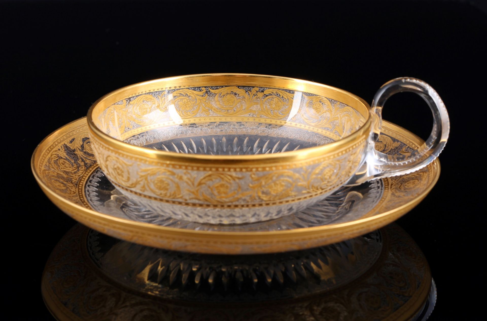 St. Louis Thistle Gold 6 champagne cups/bowls with saucers, - Image 2 of 2