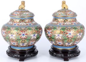 China Paar Bronze Cloisonne Tee Deckeldosen,