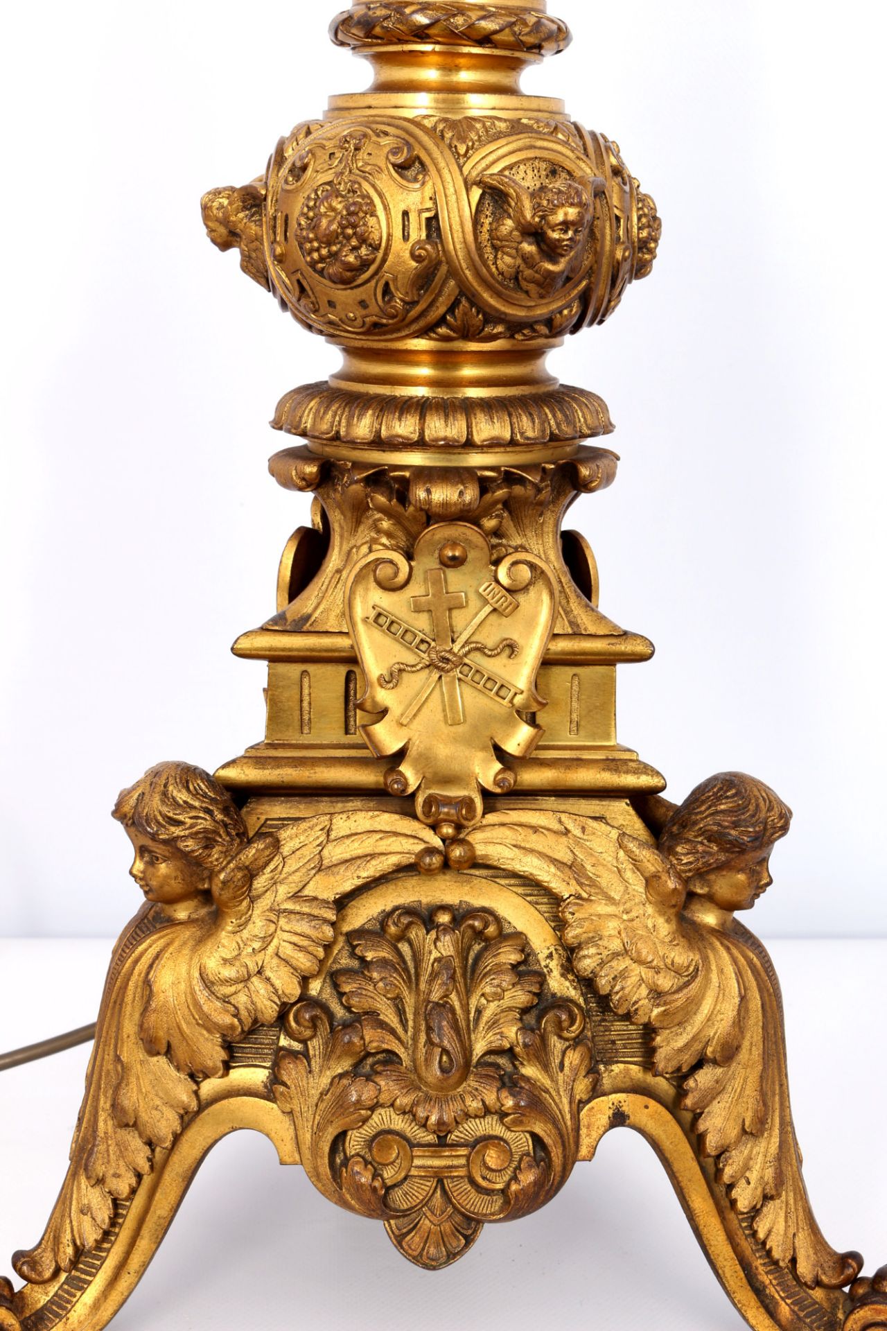 Bronze Altarleuchter 19. Jahrhundert als Bodenlampe, - Bild 3 aus 5