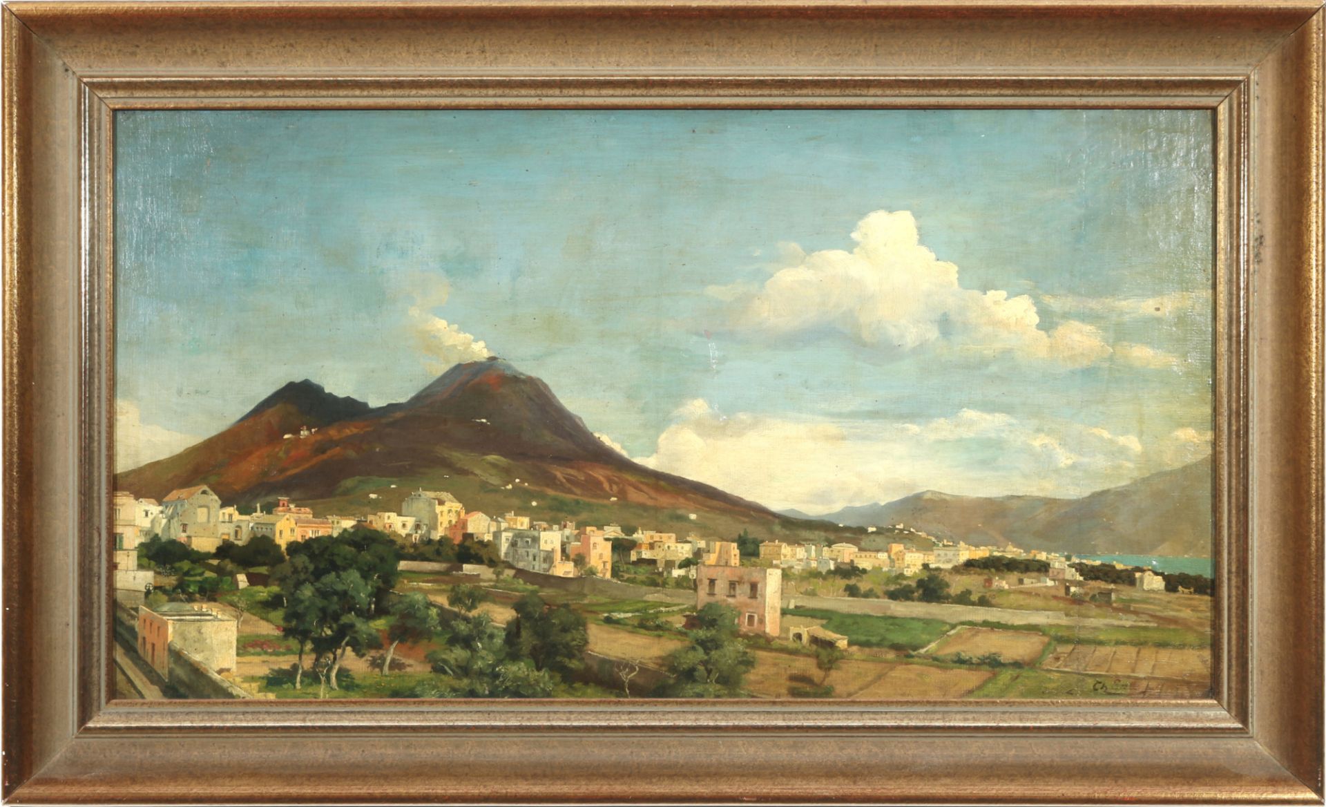 Theodor GROLL (1857-1913) View of Vesuvius on the Gulf of Naples, - Image 2 of 6