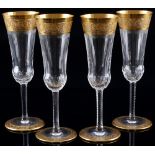 St. Louis Thistle Gold 6 champagne flutes,