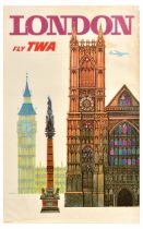 Travel Poster London TWA Airline David Klein