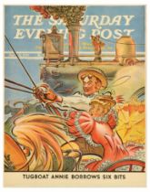 Advertising Poster Saturday Evening Post Tugboat Annie Borrows Six Bits