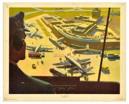 Advertising Poster Airport BEA Vickers Viscount Boeing 707 Child Education