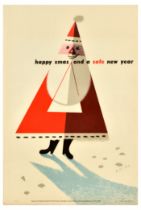 Propaganda Poster Santa Claus ROSPA Christmas New Year Road Safety Midcentury