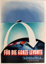 Advertising Poster Adriatica Cruise Ship Art Deco