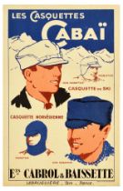 Advertising Poster Cabai Hats Cabrol Baissette Caps Mens Fashion Clothing French