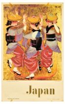 Travel Poster Japan Awa Odori Folk Dance Festival Kiyoshi Nakajima