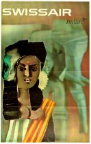 Travel Poster India Swissair Airline Photomontage