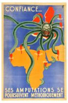 War Poster Confiance Churchill Octopus Middle East Africa WWII