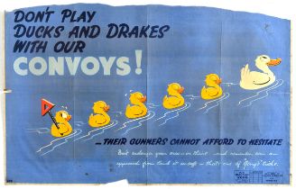War Poster Ducks And Drakes British Air Force Convoys WWII Air Safety