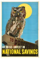 Advertising Poster Owl National Savings Be Wise Invest