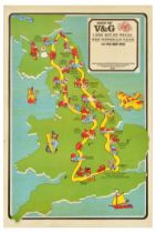 Advertising Poster 1000 Miles Classic Car UK Trial Map