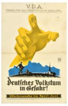 Propaganda Poster German People In Danger VDA Deutsches Volkstum In Gefahr