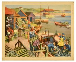 Advertising Poster Fishing Lobster Canada St Lawrence Quebec Lobstermen Jetty