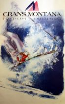 Sport Poster Crans Montana Valais Skiing Skier