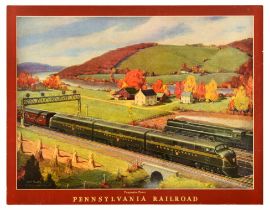Travel Poster Pennsylvania Railroad Progressive Power Grif Teller