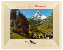Travel Poster Zermatt Matterhorn TWA Airline Switzerland