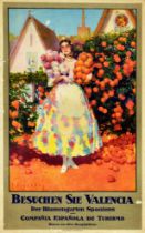 Travel Poster Visitad Besuchen Sie Valencia Spain Flowers