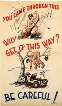 Propaganda Poster Army Road Safety Jeep WWII Veteran