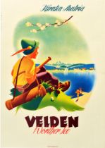 Travel Poster Austria Velden Worther See Golf Tennis