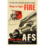 Propaganda Poster Auxiliary Fire Fighter Service AFS UK