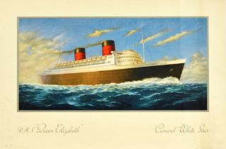 Travel Poster Cunard White Star RMS Queen Elizabeth