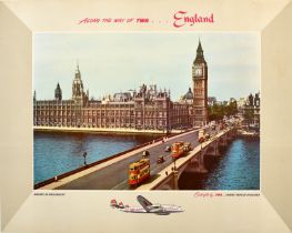 Travel Poster England Houses of Parliament TWA Airlines